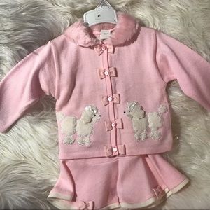 3 Piece Pink Sweater Skirt Set